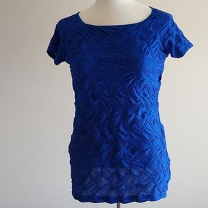 John Paul Richard Y2K blue popcorn knit top women's m guc